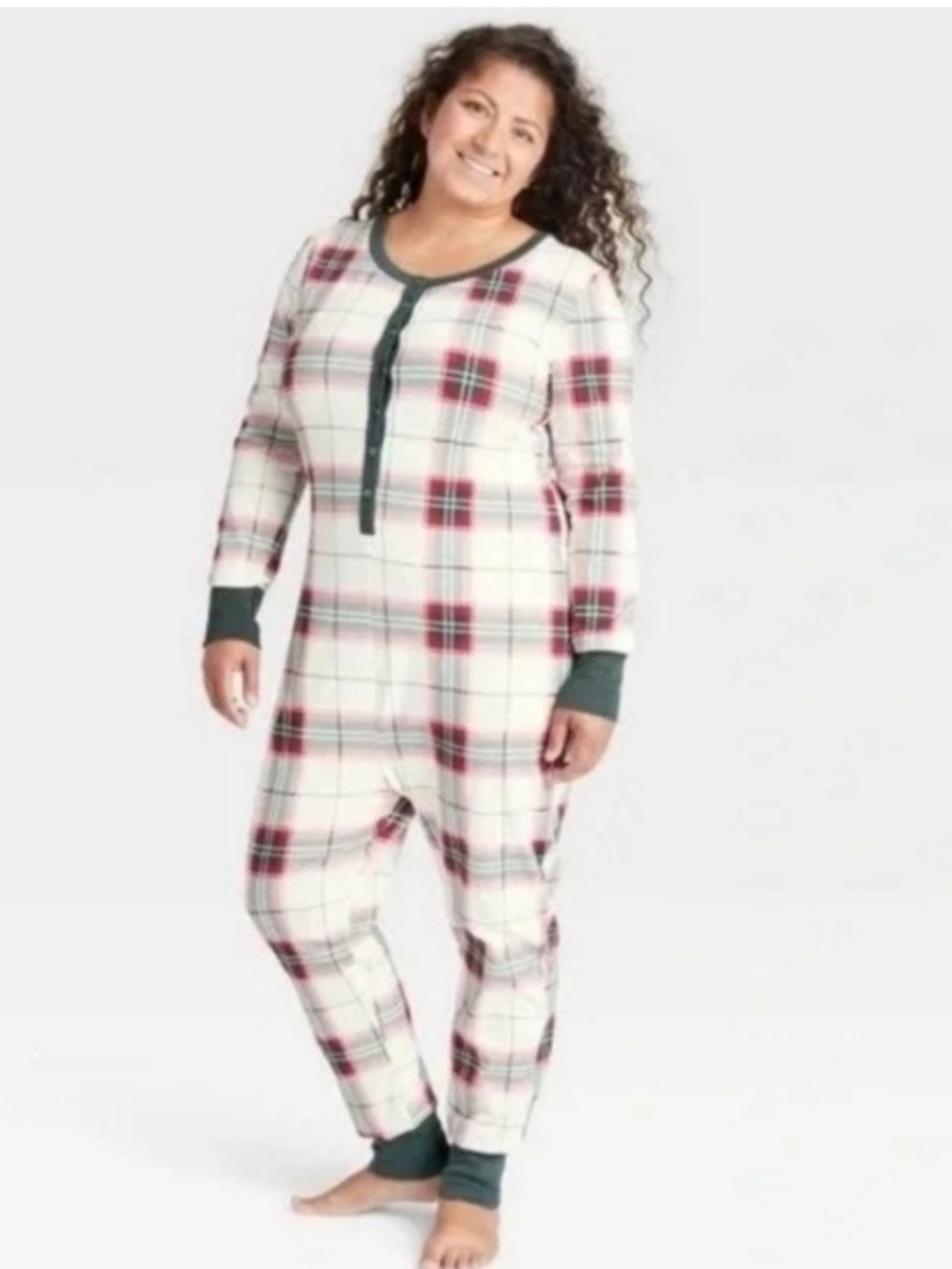 Hearth & Hand with Magnolia Plaid Adult One Piece Pajama Union Suit L Unisex